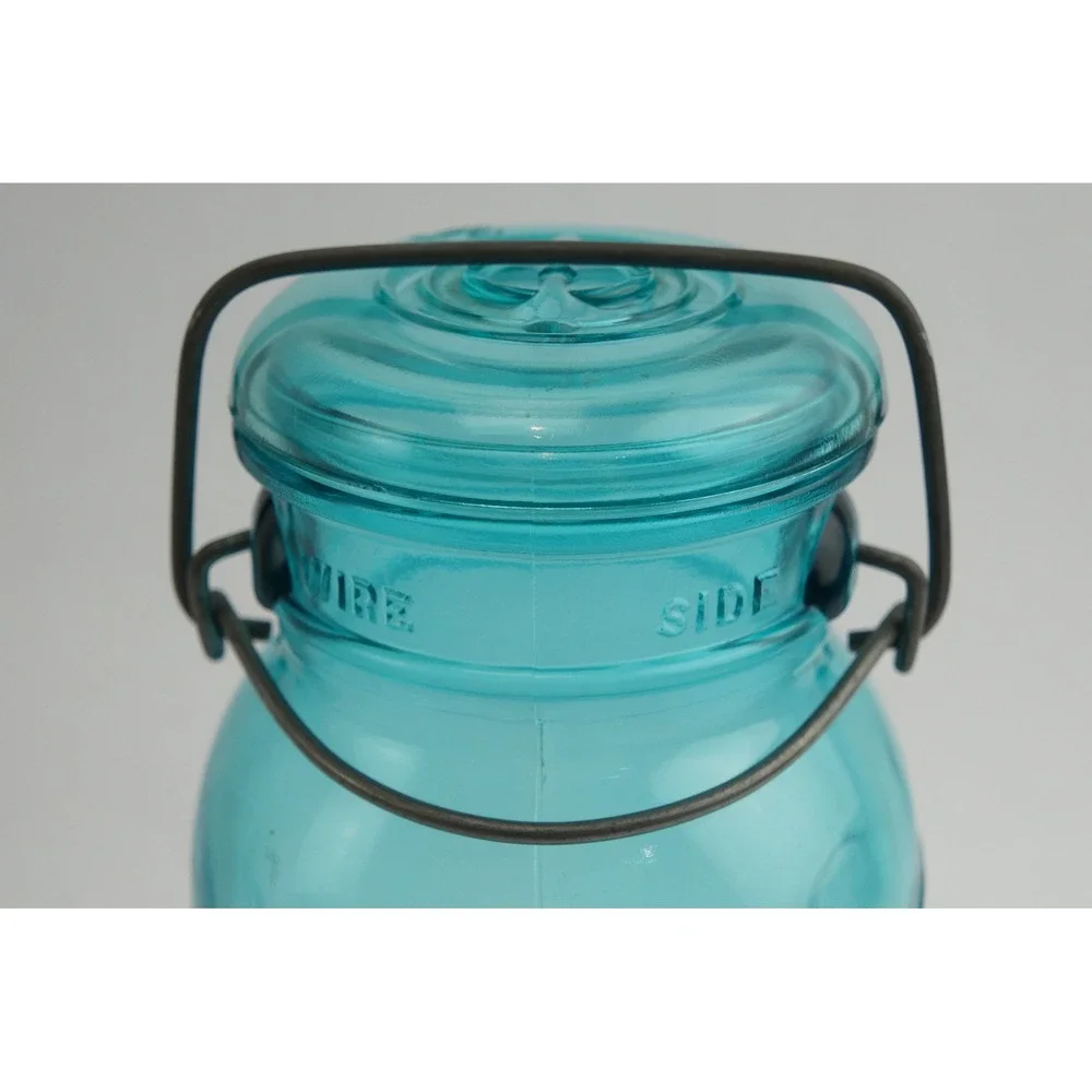 Ball Ideal A1 Mason Jar Blue Bicentennial Eagle 1776-1976 Wire Lid VGC Vintage - Picture 3 of 7